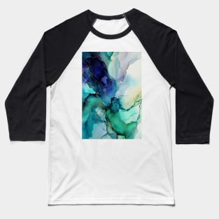 Seaside Sonata - Abstract Alcohol Ink Art Baseball T-Shirt